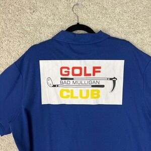 Bad Mulligan Golf Polo Shirt Mens 2XL Blue Short Sleeve Preppy Sports UV Wicking